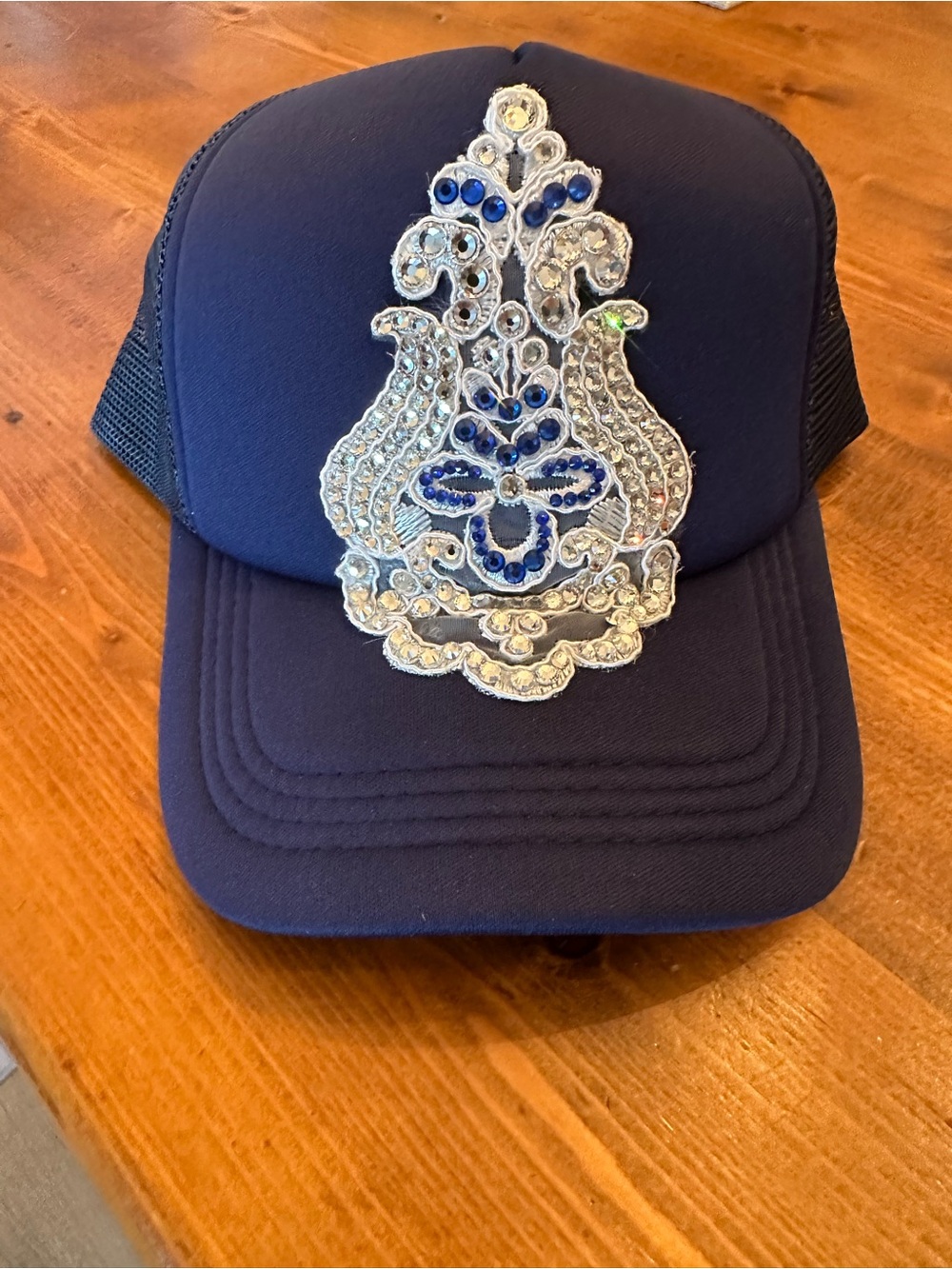 Navy Embellished Trucker Hat - Women's Fashion Cap